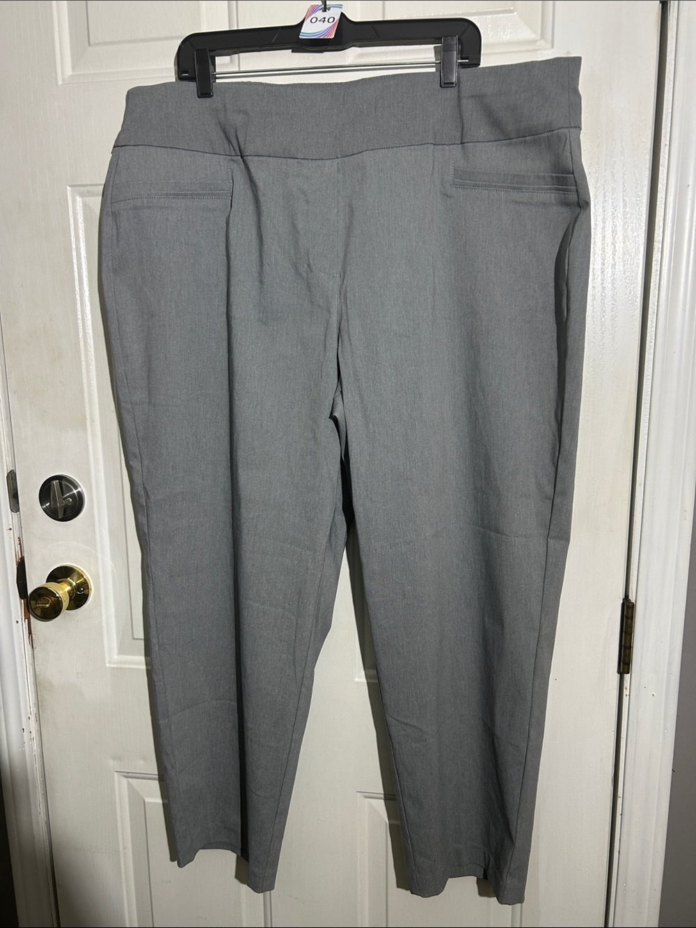Alfred Dunner Gray Pull-On Straight Leg Trousers